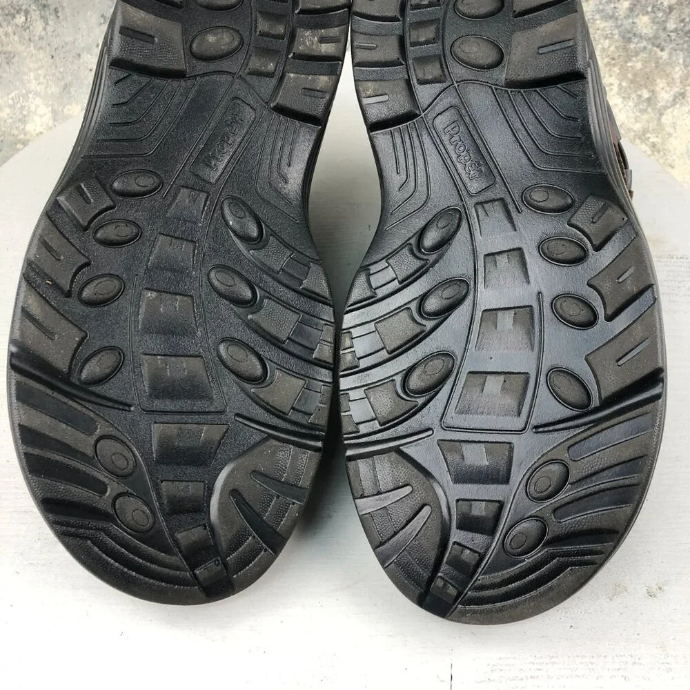 Propet Men's Size 10X (3E) Surfwalker Brown Leather Open Toe Hook & Loop Sandals